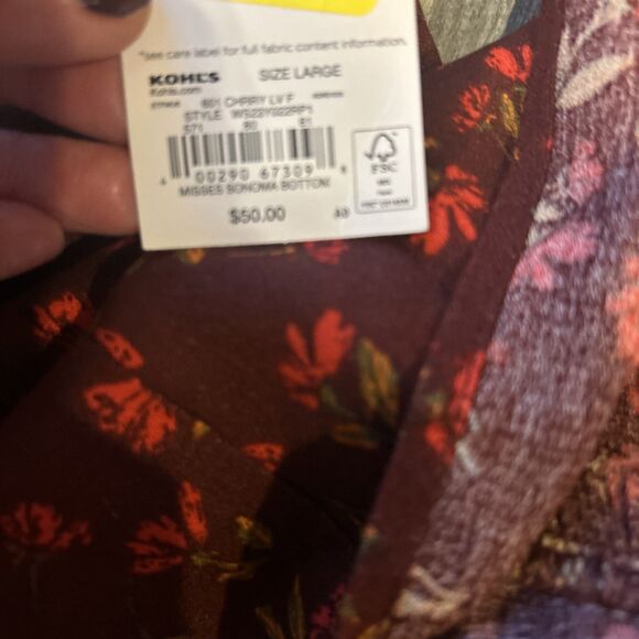 NWT Womens Sonoma Burgundy Floral Dress Size L - Picture 9 of 9